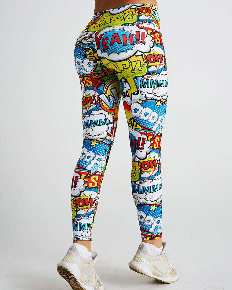 High Waist Fitness Printed Leggings Women Sports Pants S-2XL