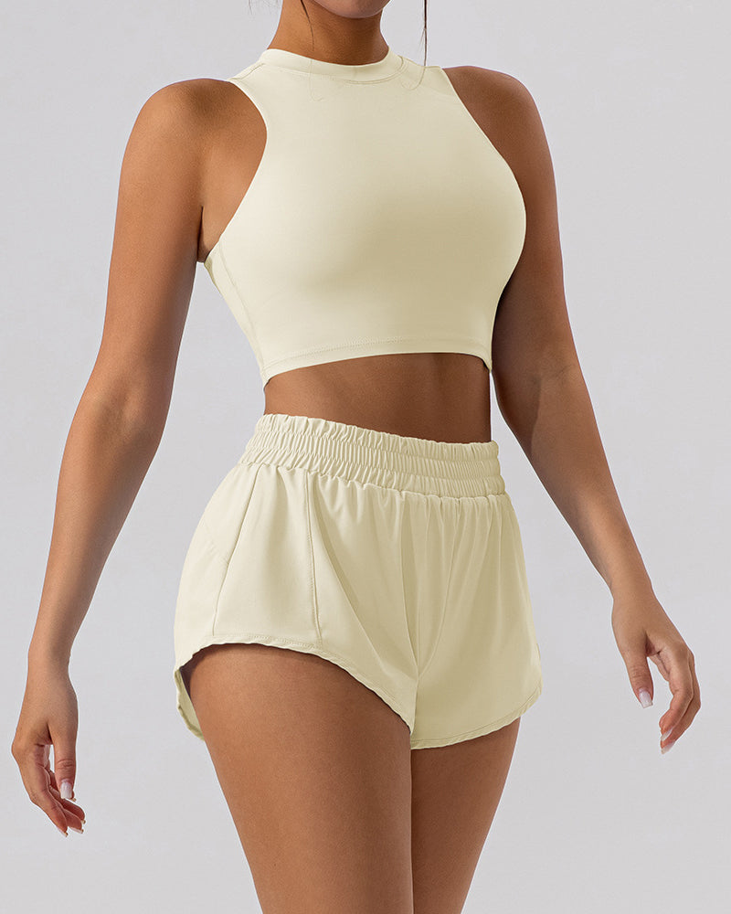Women Slim Vest Tennis Shorts Sets Skirts Sets Yoga Two-piece Sets S-XL