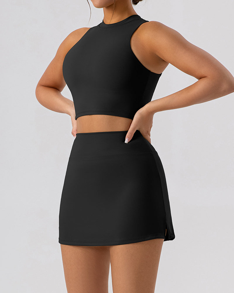 Women Slim Vest Tennis Shorts Sets Skirts Sets Yoga Two-piece Sets S-XL