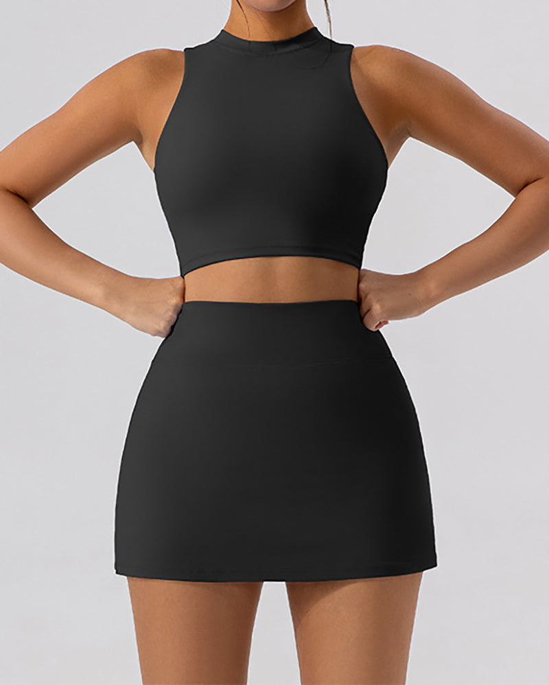 Women Slim Vest Tennis Shorts Sets Skirts Sets Yoga Two-piece Sets S-XL