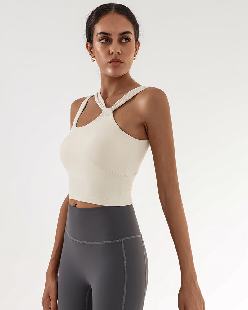 Women Halter Neck Yoga Soft Protect Fitness Running Sports Vest S-L