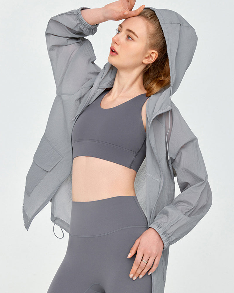 Women Long Sleeve Hoodies Sun Protect UPF50+ Outdoor Sports Coat S-3XL