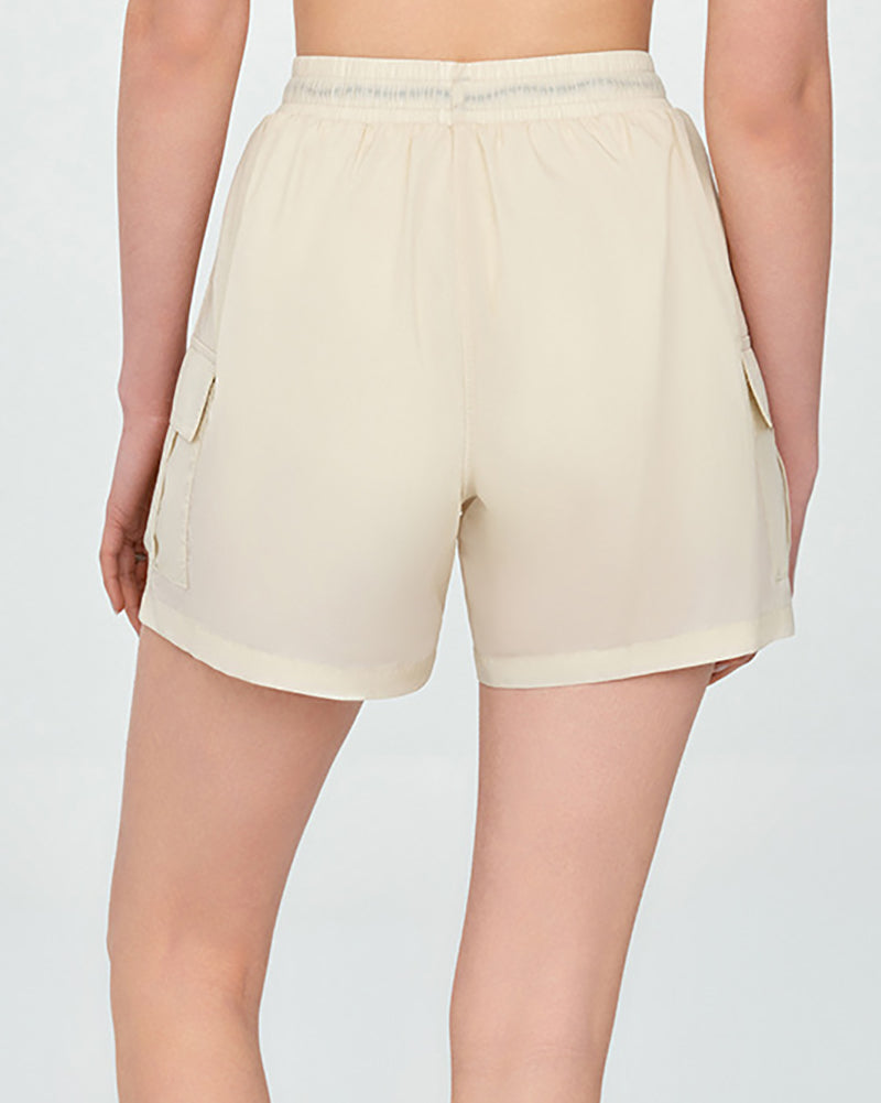 Women Lined Sports Pockets Outdoor Running Shorts S-XL