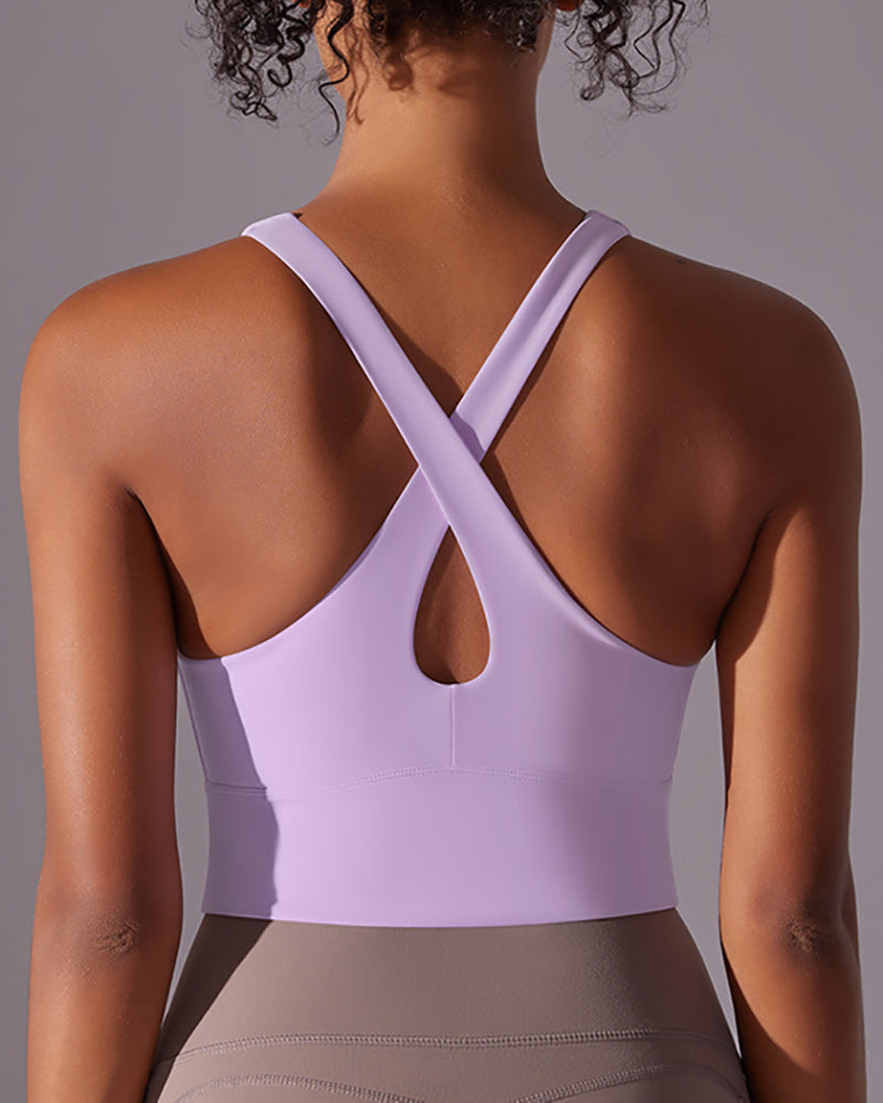Women Running U Neck Criss Cross Yoga Vest S-XL