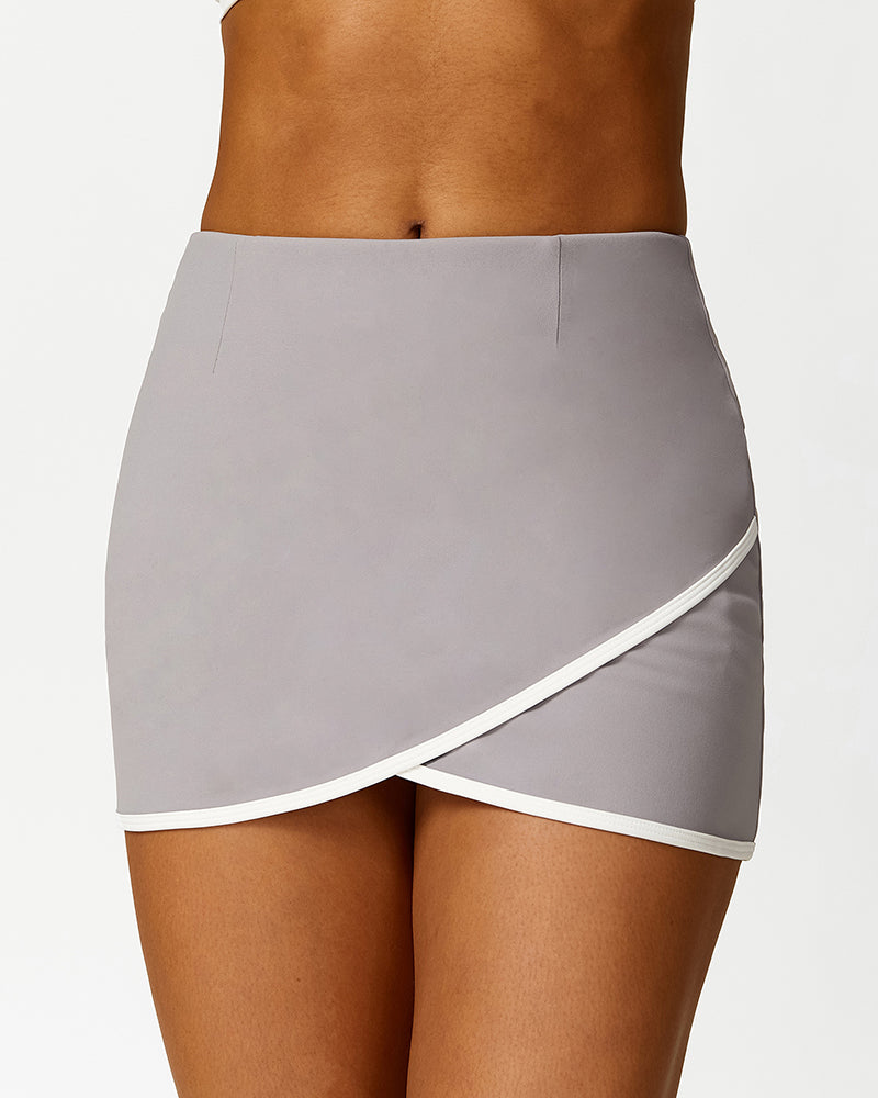 Colorblock Criss Cross Sports Bra Tennis Skirts Yoga Two-piece Sets S-L