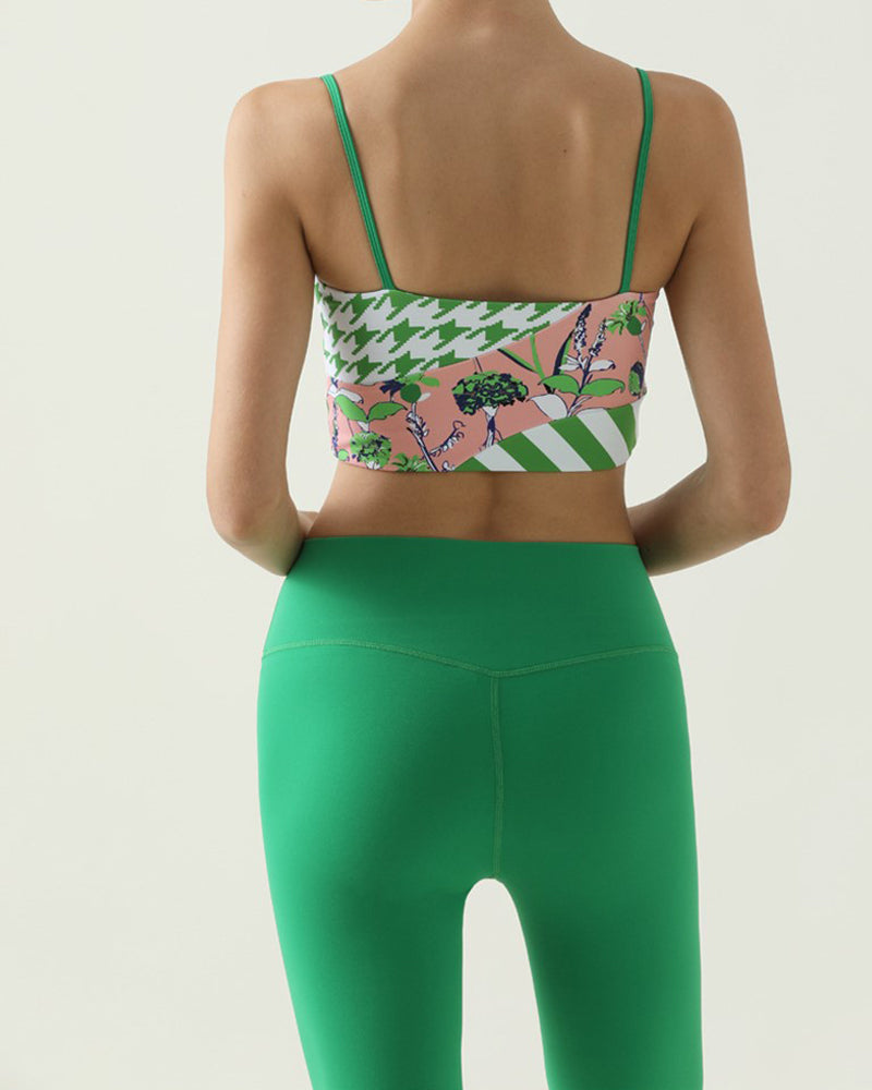 OEM Sling Fashion Printed Sports Bra Pants Sets Yoga Woman Two-piece Sets 4-8