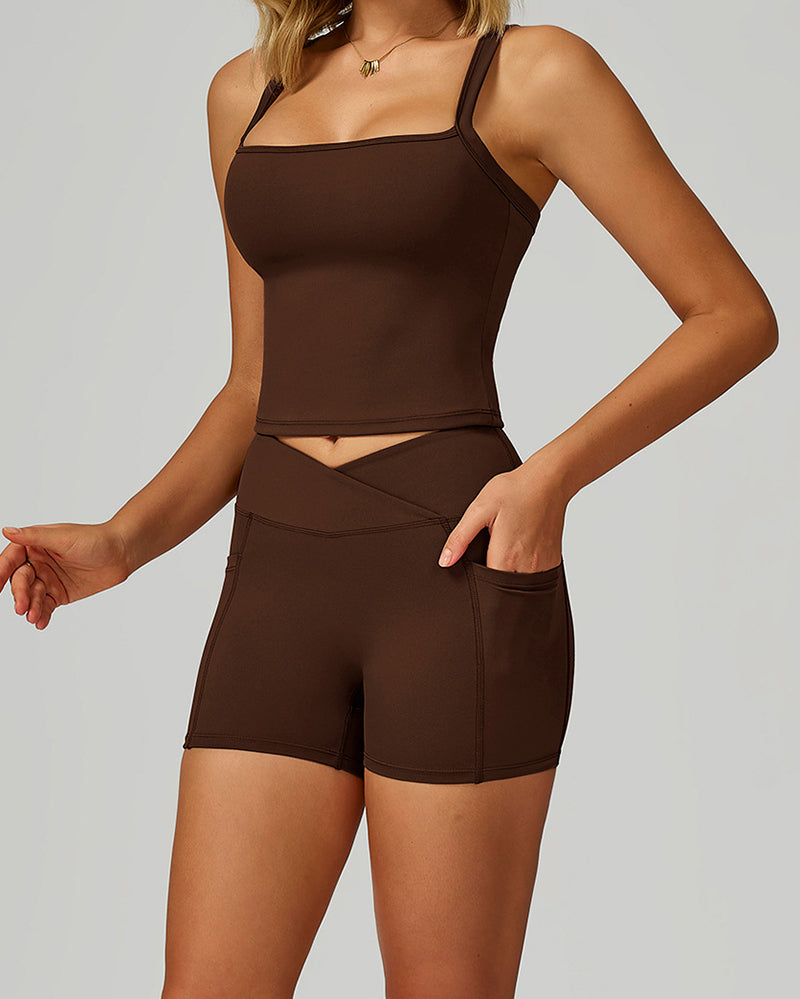 New OEM Sports Vest Running GYM Shorts Yoga Two-piece Sets S-XL