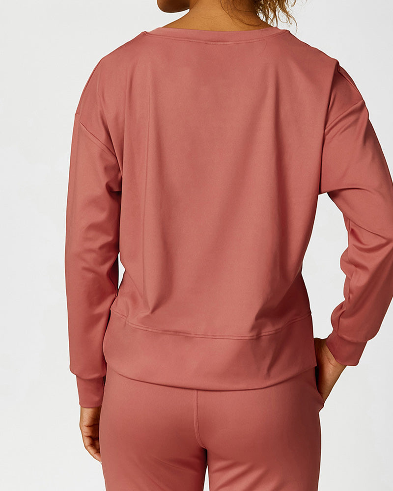 Wholesale Autumn New O-Neck Outdoor Work Out Long Sleeve Sweatshirt Pants Wear Fitness Two Piece Sets S-L