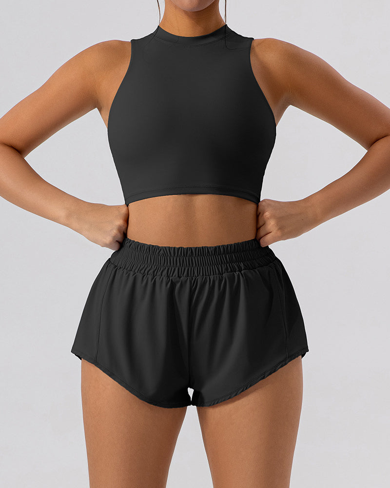 Women Slim Vest Tennis Shorts Sets Skirts Sets Yoga Two-piece Sets S-XL