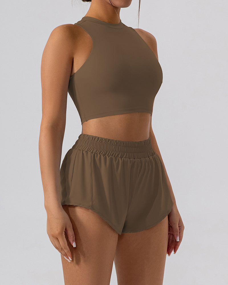 Women Slim Vest Tennis Shorts Sets Skirts Sets Yoga Two-piece Sets S-XL