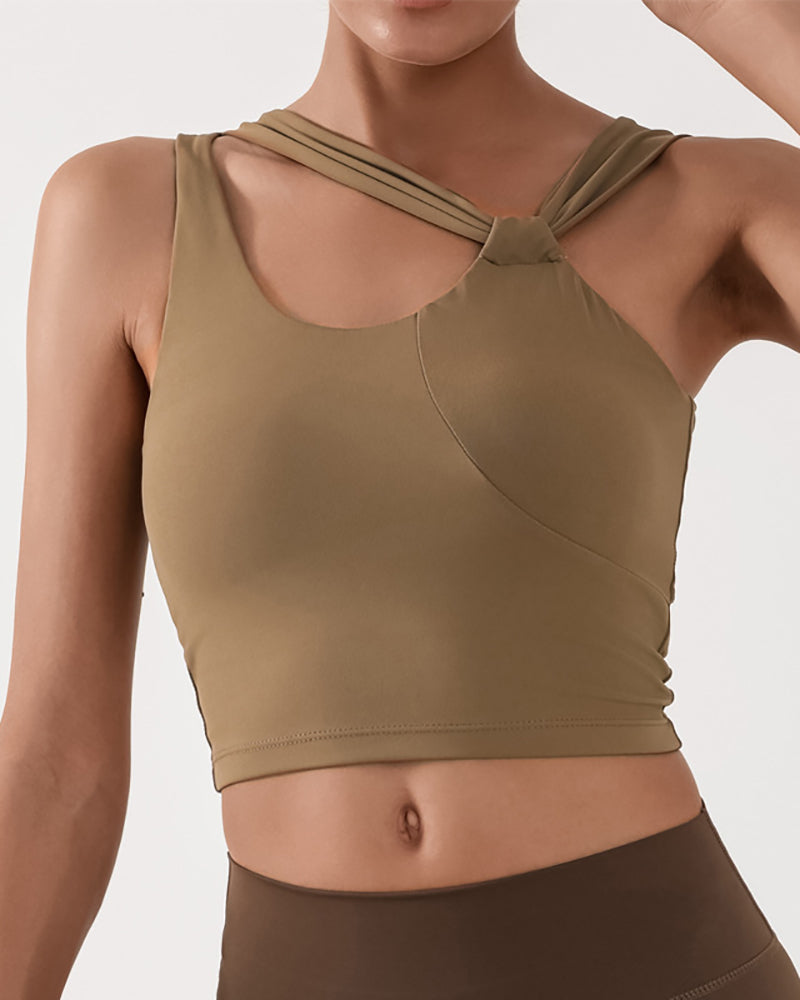 Women Halter Neck Yoga Soft Protect Fitness Running Sports Vest S-L
