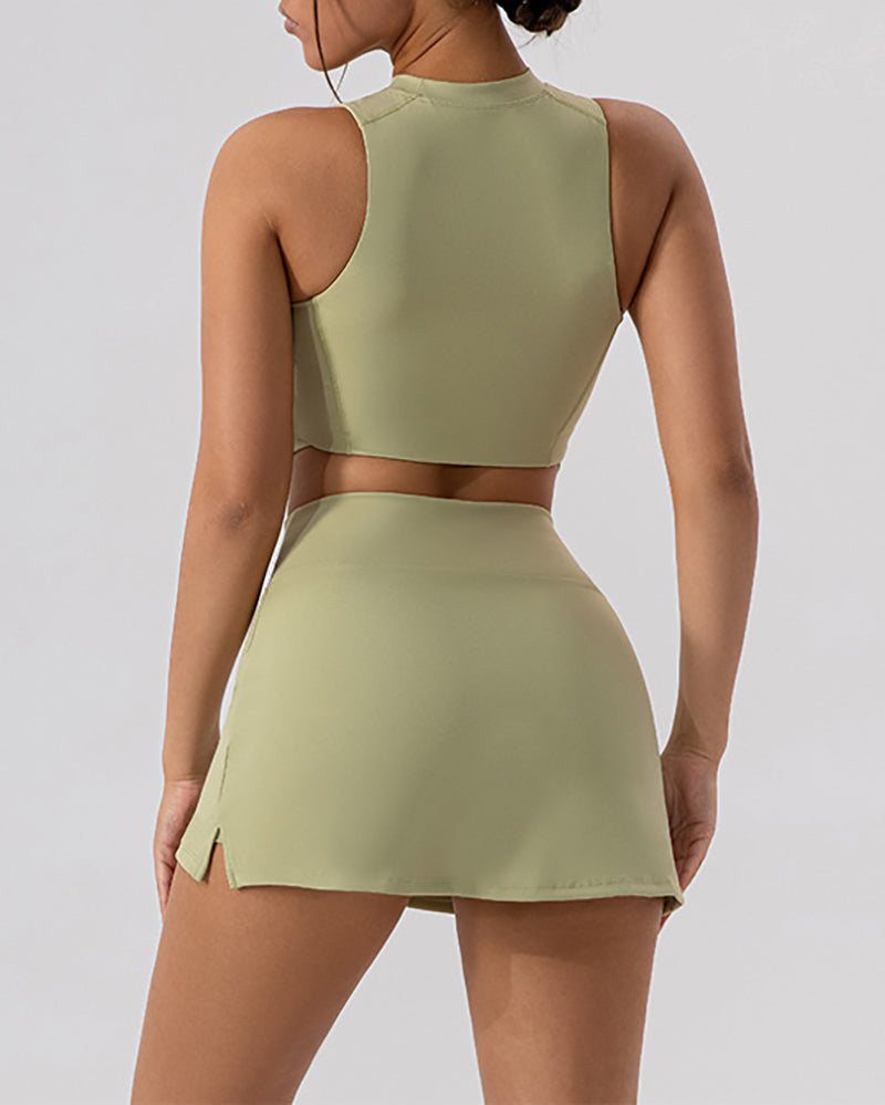 Women Slim Vest Tennis Shorts Sets Skirts Sets Yoga Two-piece Sets S-XL