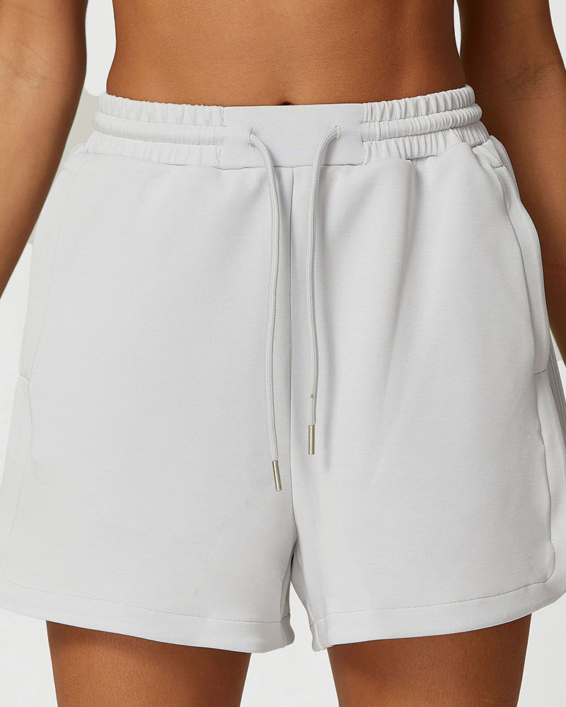 Women Modal Sports Half Zipper Neck Short Sleeve Casual Fitness Shorts Sets Two Piece Set S-L