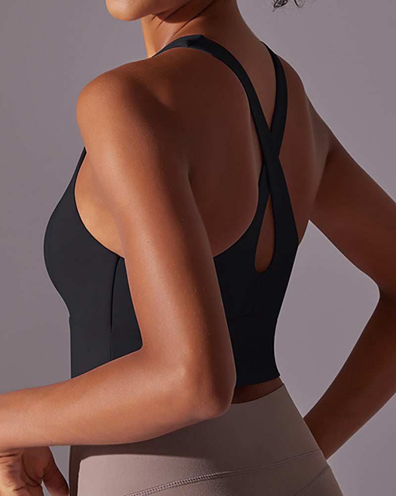 Women Running U Neck Criss Cross Yoga Vest S-XL