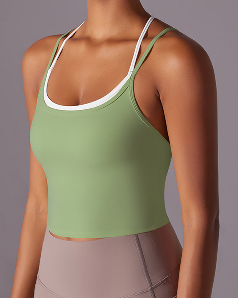 Women Sling Colorblock Fitness Vest  S-XL