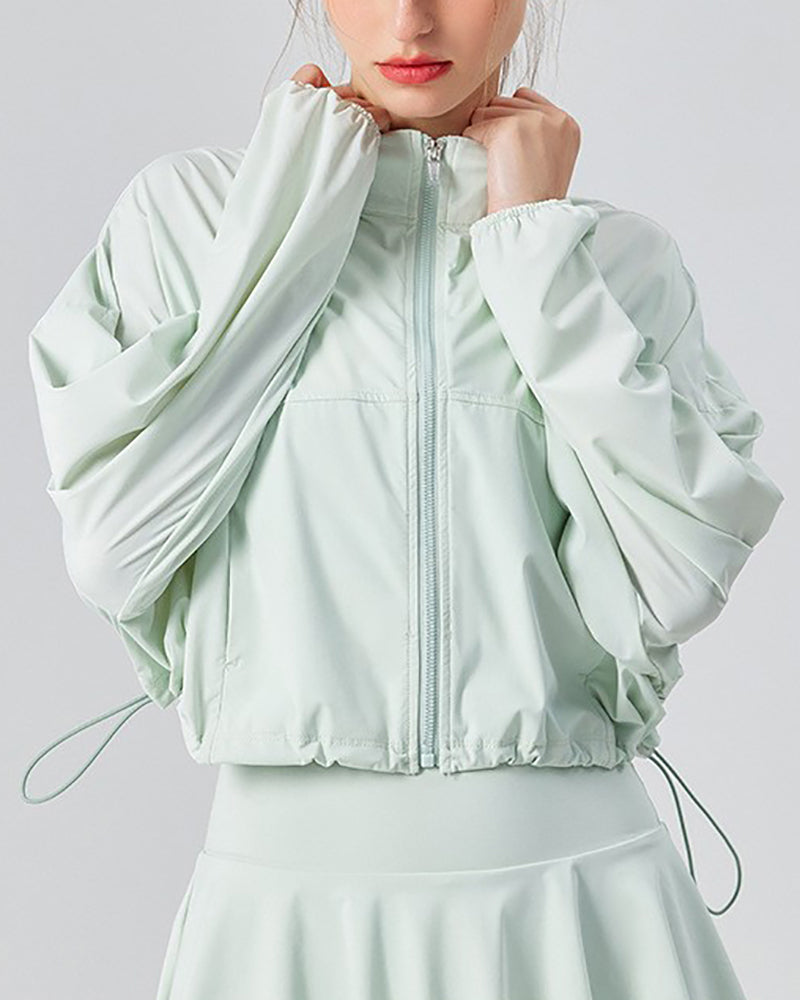 Spring Summer Sun Protection Quick Drying Fitness Sports Long Sleeve Coat Yellow Pink Green White Black S-XL