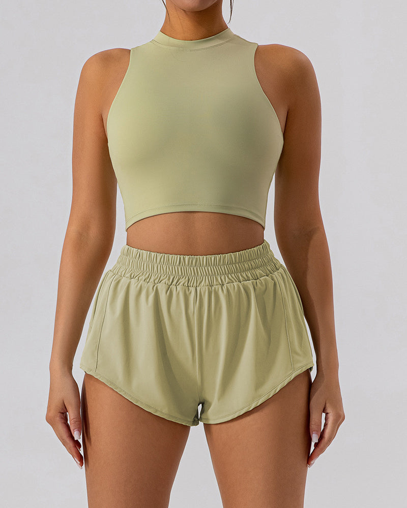 Women Slim Vest Tennis Shorts Sets Skirts Sets Yoga Two-piece Sets S-XL