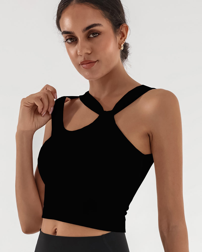Women Halter Neck Yoga Soft Protect Fitness Running Sports Vest S-L