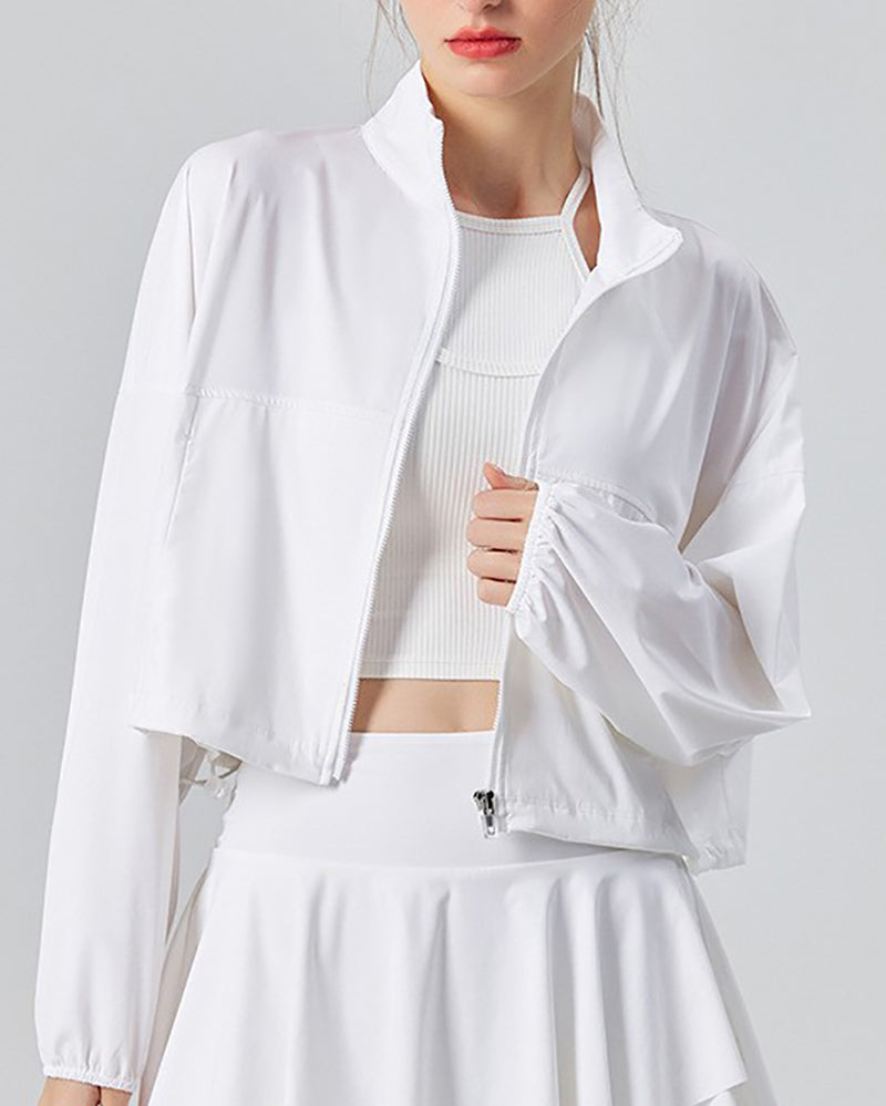 Spring Summer Sun Protection Quick Drying Fitness Sports Long Sleeve Coat Yellow Pink Green White Black S-XL