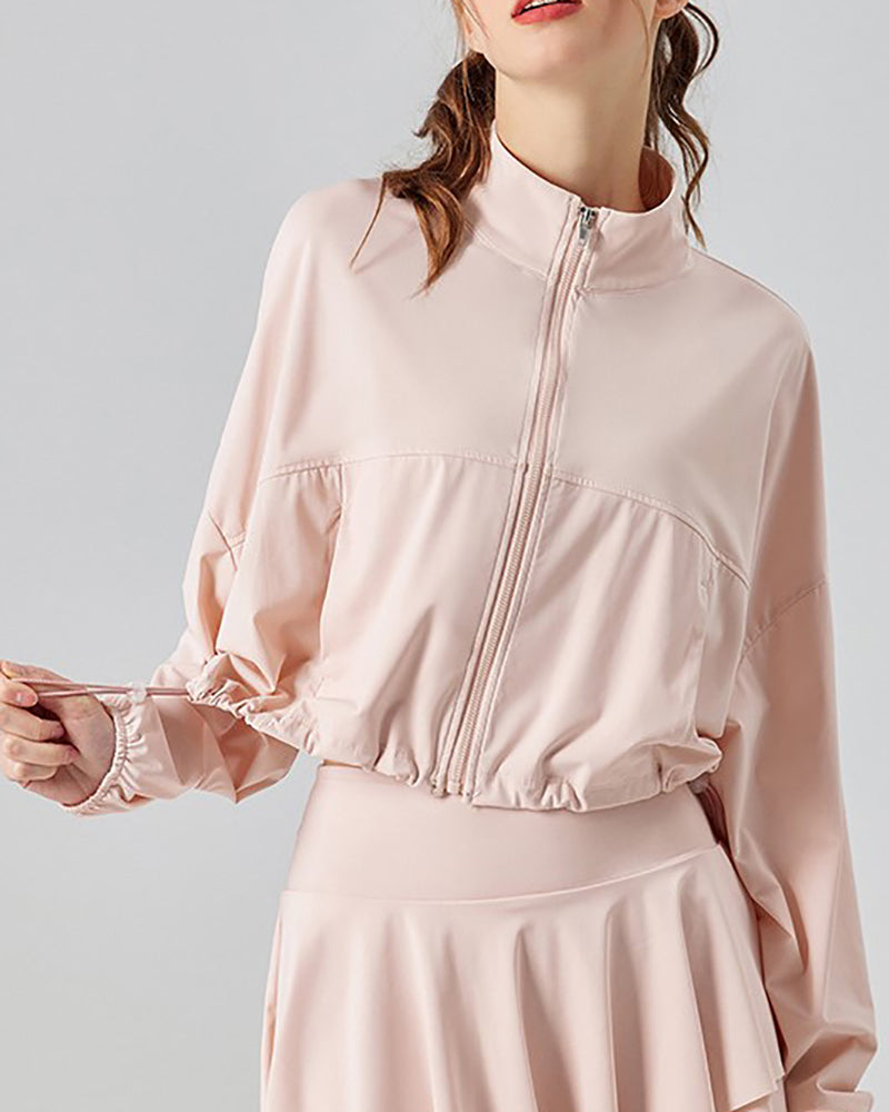 Spring Summer Sun Protection Quick Drying Fitness Sports Long Sleeve Coat Yellow Pink Green White Black S-XL