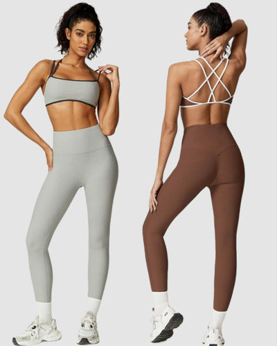 Women Sling Sports Bra High Waist Leggings Pants Yoga Two-piece Sets XS-L