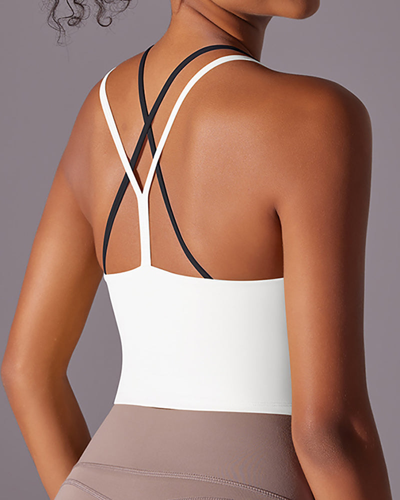 Women Sling Colorblock Fitness Vest  S-XL