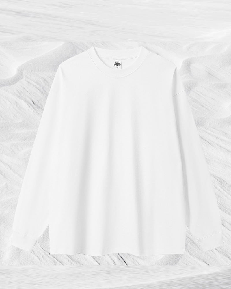 Crew Neck Long Sleeve Solid Color Autumn Loose Sports Basic T-shirt S-2XL