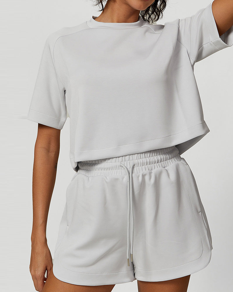 Women Short Sleeve Modal Casual T-shirt Loose Running Outdoor Sports Sets Shorts Sets S-L