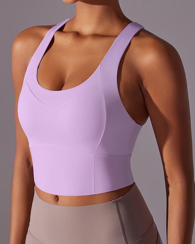 Women Running U Neck Criss Cross Yoga Vest S-XL