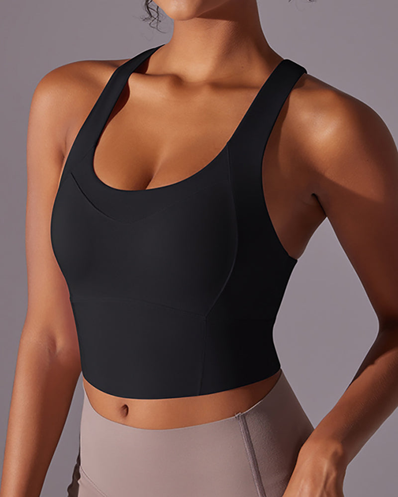 Women Running U Neck Criss Cross Yoga Vest S-XL