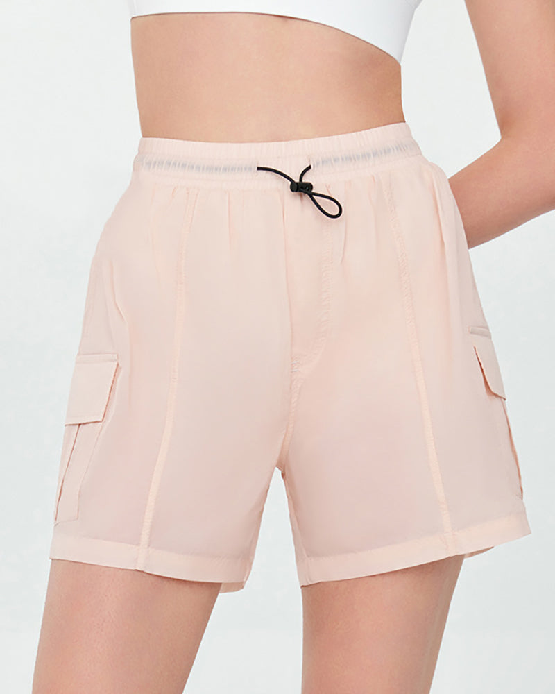 Women Lined Sports Pockets Outdoor Running Shorts S-XL