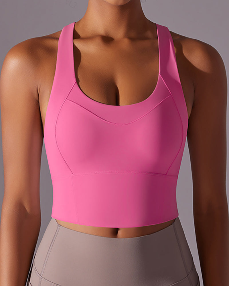 Women Running U Neck Criss Cross Yoga Vest S-XL