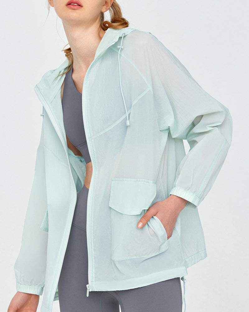 Women Long Sleeve Hoodies Sun Protect UPF50+ Outdoor Sports Coat S-3XL