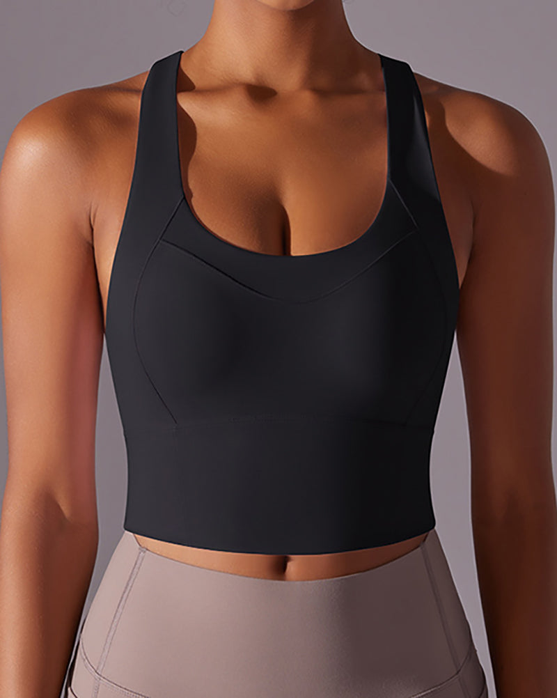 Women Running U Neck Criss Cross Yoga Vest S-XL