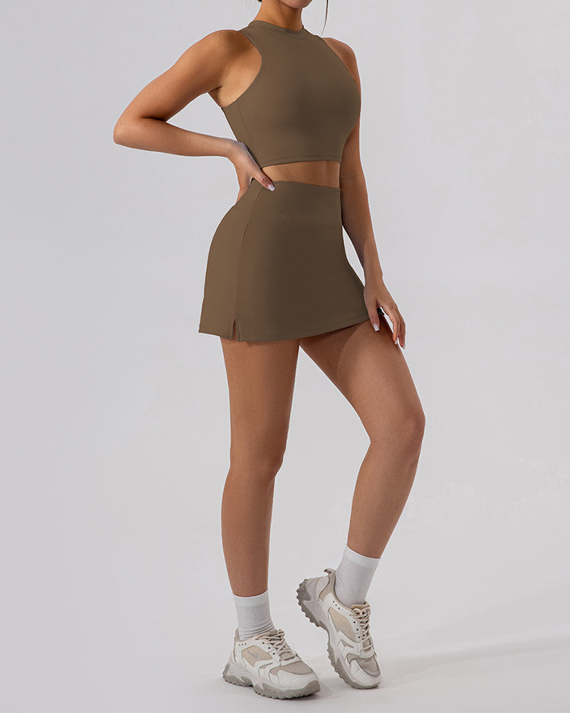 Women Slim Vest Tennis Shorts Sets Skirts Sets Yoga Two-piece Sets S-XL