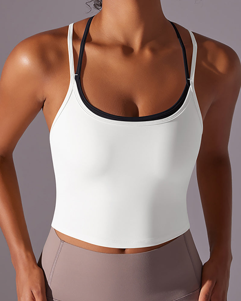 Women Sling Colorblock Fitness Vest  S-XL