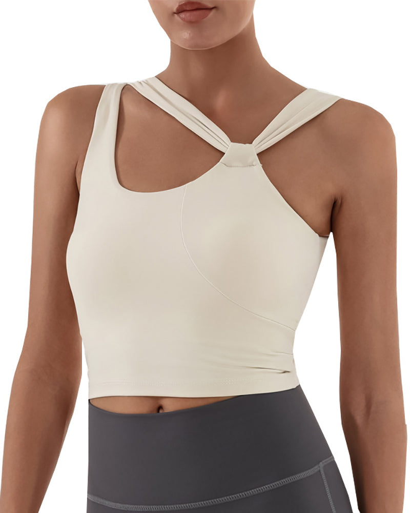 Women Halter Neck Yoga Soft Protect Fitness Running Sports Vest S-L