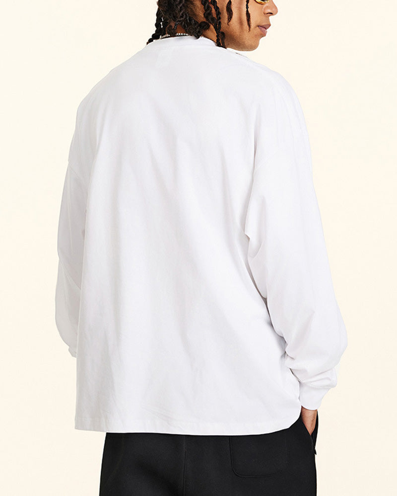 Crew Neck Long Sleeve Solid Color Autumn Loose Sports Basic T-shirt S-2XL