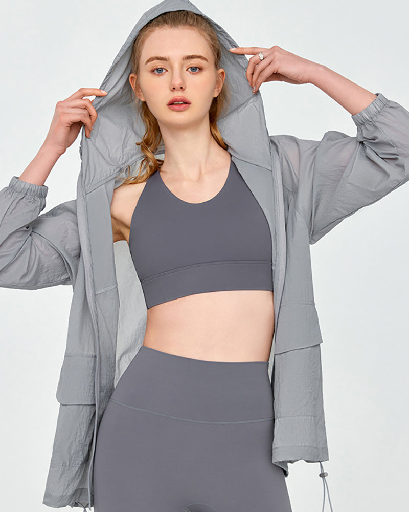 Women Long Sleeve Hoodies Sun Protect UPF50+ Outdoor Sports Coat S-3XL
