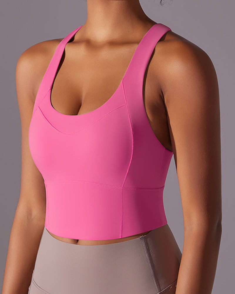 Women Running U Neck Criss Cross Yoga Vest S-XL
