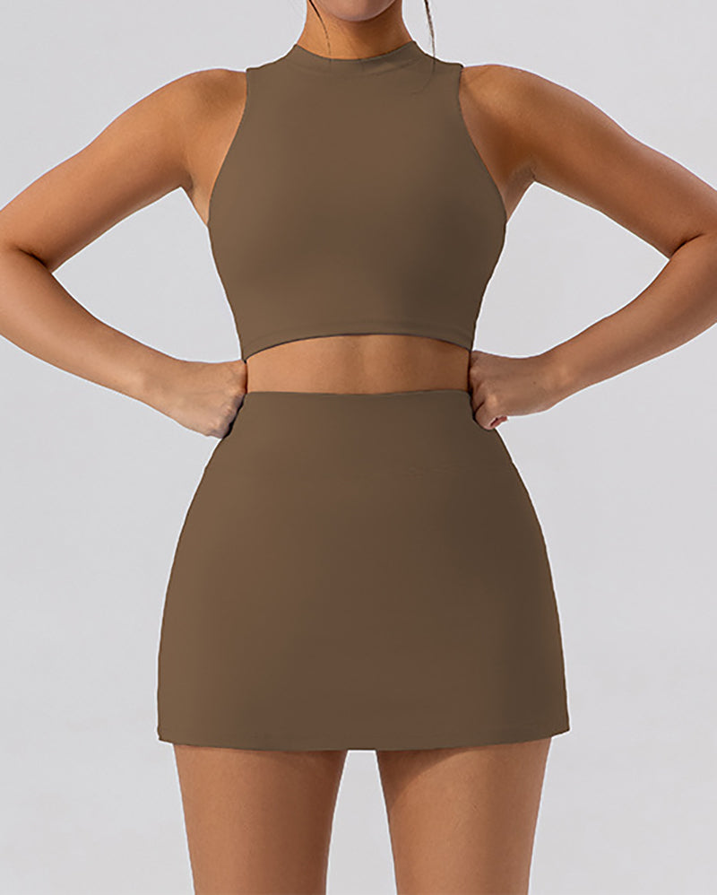 Women Slim Vest Tennis Shorts Sets Skirts Sets Yoga Two-piece Sets S-XL