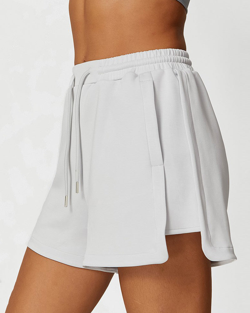Women Modal Sports Half Zipper Neck Short Sleeve Casual Fitness Shorts Sets Two Piece Set S-L