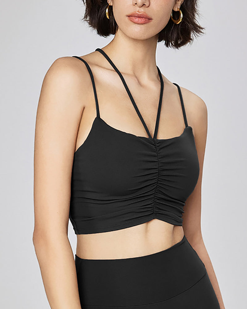 Women Factory Price Sling Ruched Yoga Sports Bra S-XL