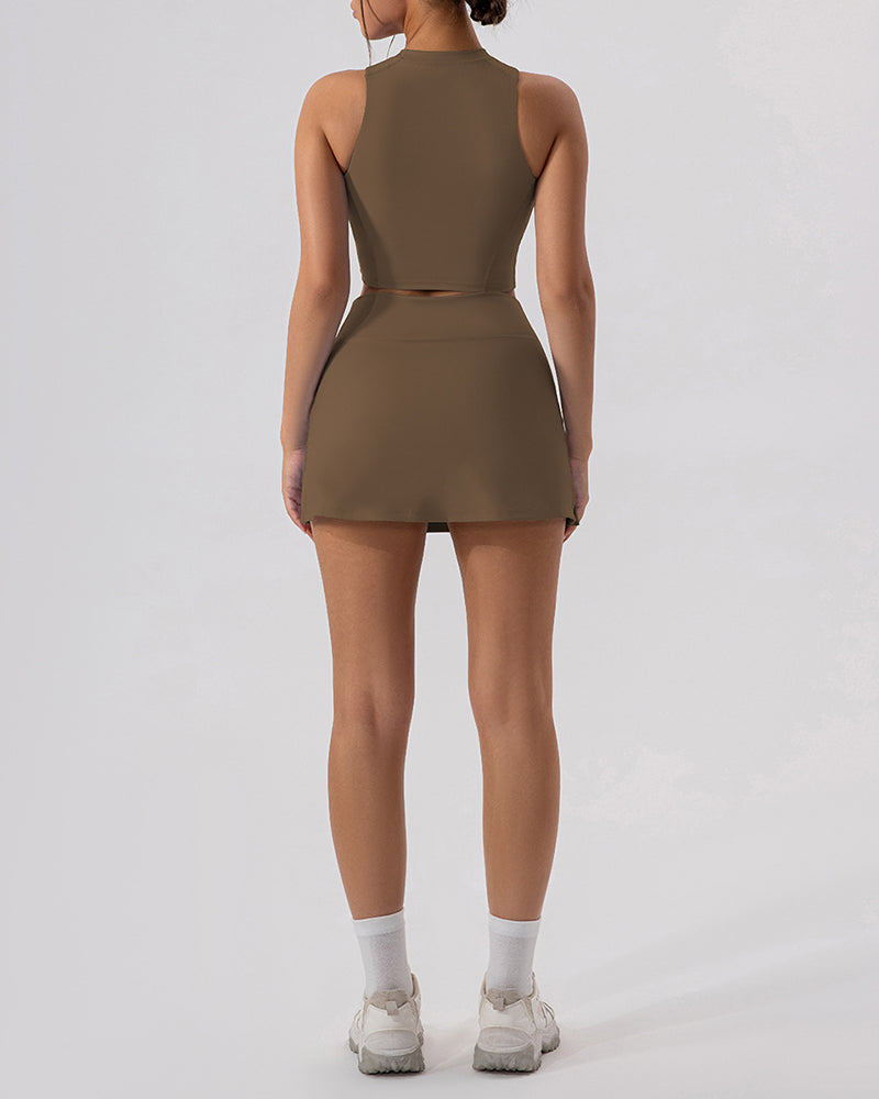 Women Slim Vest Tennis Shorts Sets Skirts Sets Yoga Two-piece Sets S-XL