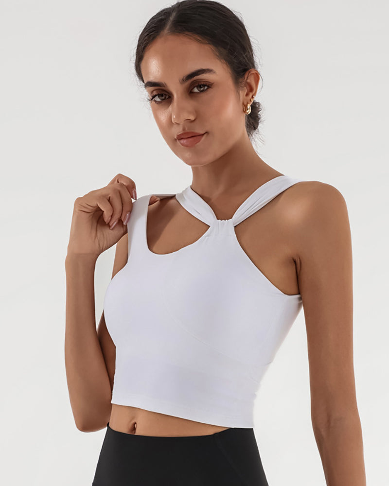Women Halter Neck Yoga Soft Protect Fitness Running Sports Vest S-L
