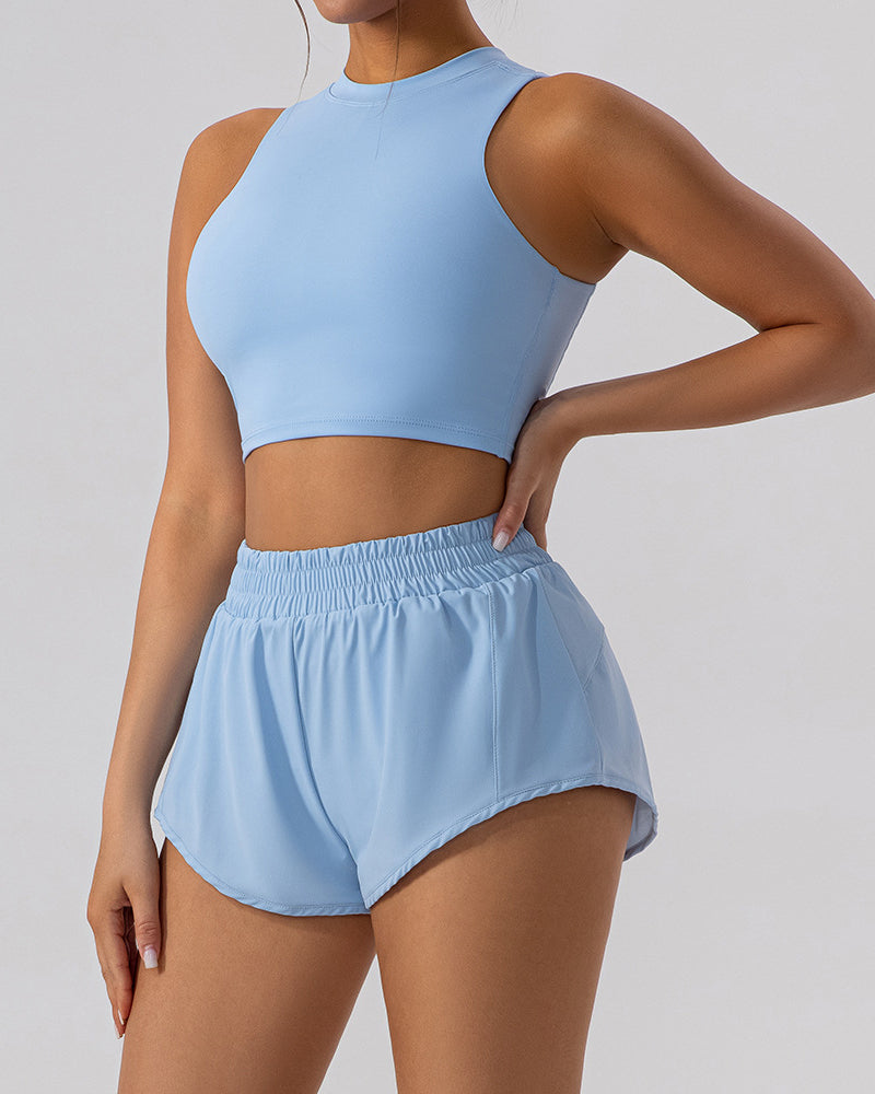 Women Slim Vest Tennis Shorts Sets Skirts Sets Yoga Two-piece Sets S-XL
