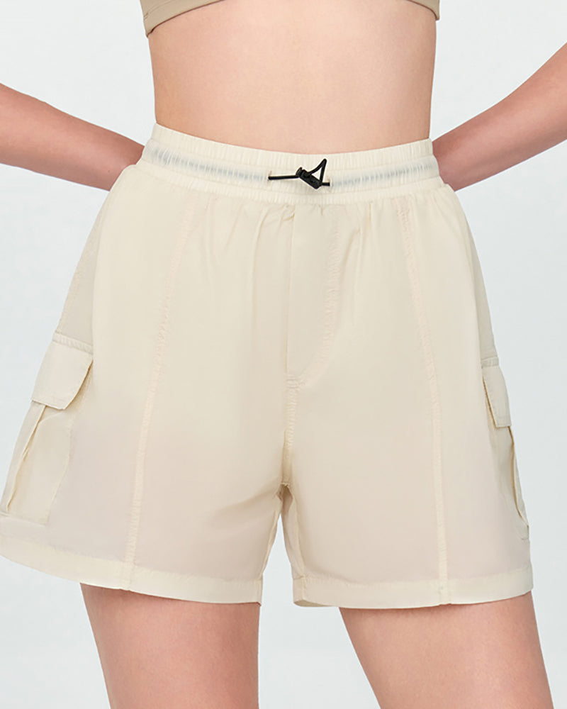 Women Lined Sports Pockets Outdoor Running Shorts S-XL