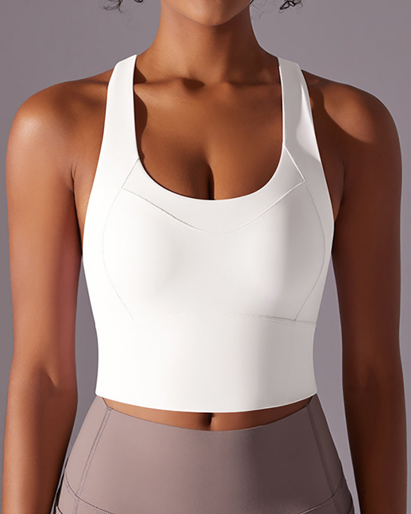 Women Running U Neck Criss Cross Yoga Vest S-XL