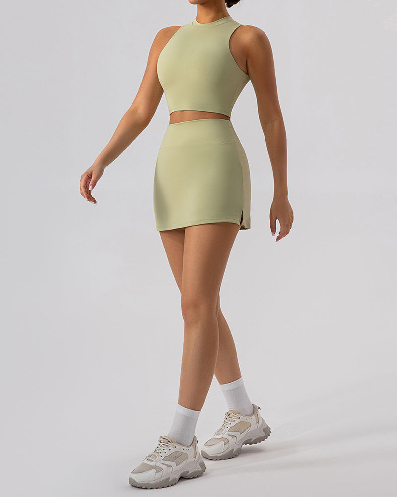Women Slim Vest Tennis Shorts Sets Skirts Sets Yoga Two-piece Sets S-XL