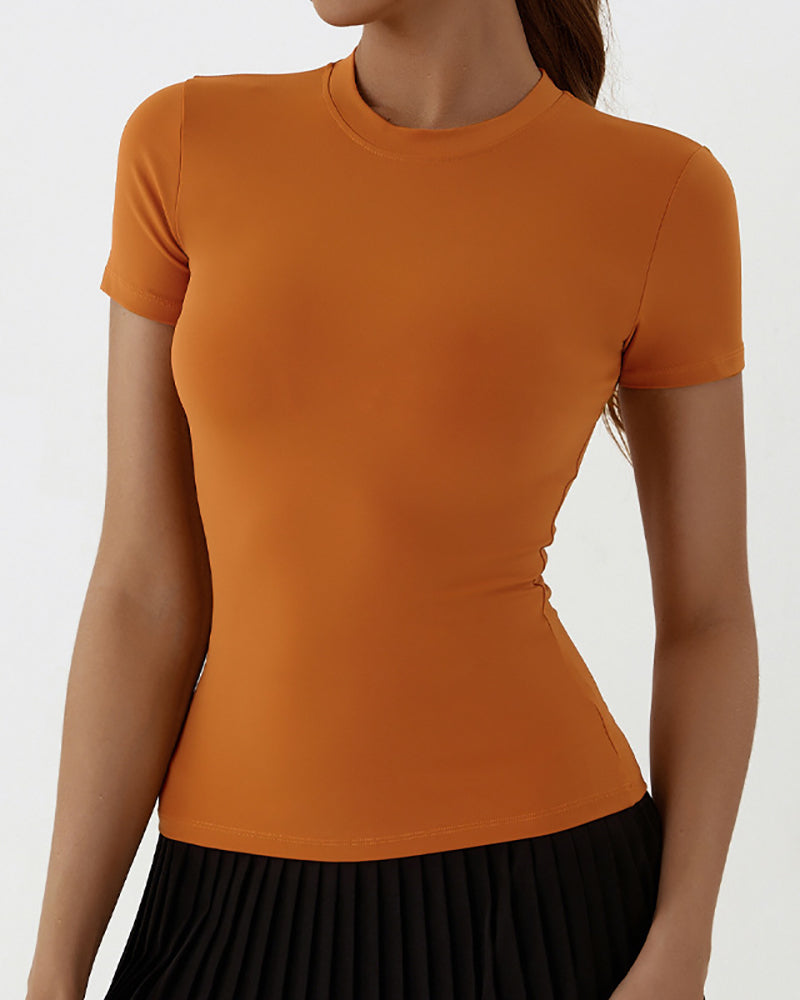 Wholesale Women O Neck Short Sleeve Sports Running Fitness T-shirt S-XL